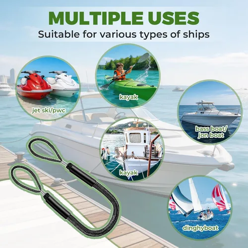 Miniatura 5 de Línea de muelle elástico para barcos de 4 pies con cuerda elástica incorporada, flotadores de espuma, cuerda de muelle rápido para moto acuática