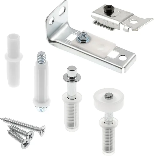 Prime-Line N 7534 Kit de reparación de herrajes para puertas plegables, incluye soportes superior e inferior, pivotes superior e inferior y rueda