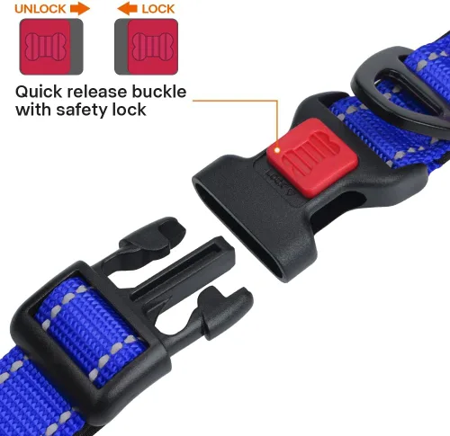 Miniatura 3 de Taglory Collar de perro personalizado con placa de nombre, placas de identificación de mascotas personalizadas, sin ruido, collares reflectantes