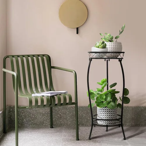 Miniatura 4 de Soporte para plantas para interiores y exteriores, 2 niveles y 27 pulgadas de alto, soporte de metal para maceta, soporte para macetas, estante