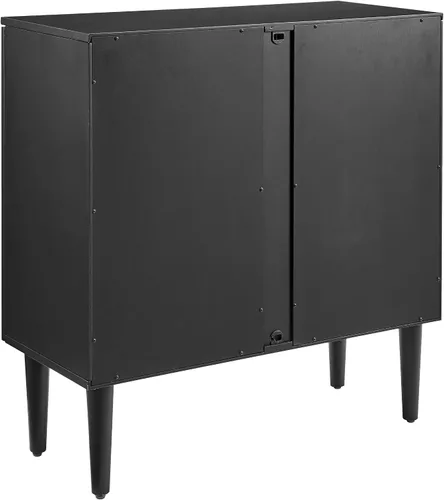 Miniatura 9 de Crosley Furniture Everett Accent - Armario de almacenamiento, soporte para tocadiscos, soporte para discos de vinilo, negro mate