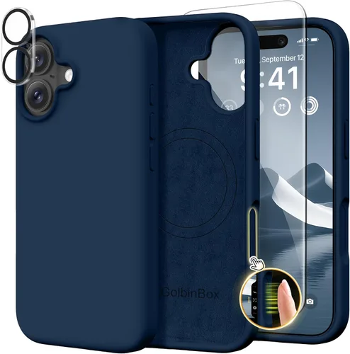 Miniatura 178 de GolbinBox Funda magnética para iPhone 17, compatible con MagSafe, cubierta de silicona integrada para control de cámara, funda de silicona líquida a