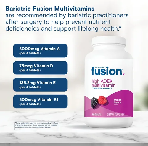 Miniatura 5 de Bariatric Fusion Multivitamínico masticable con alto contenido de vitaminas ADEK Multi para pacientes con interruptor duodenal Tabletas