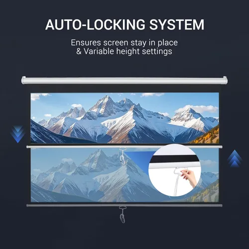 Miniatura 5 de ZENY Pantalla de proyector desplegable de 80 pulgadas 16:9 HD, pantalla de proyección manual de cine en casa, pantalla de cine retráctil portátil