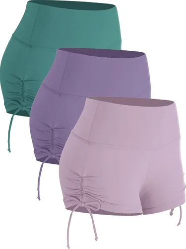 CADMUS Pantalones cortos atléticos para mujer, paquete de 3 unidades, cintura alta, entrenamiento profesional