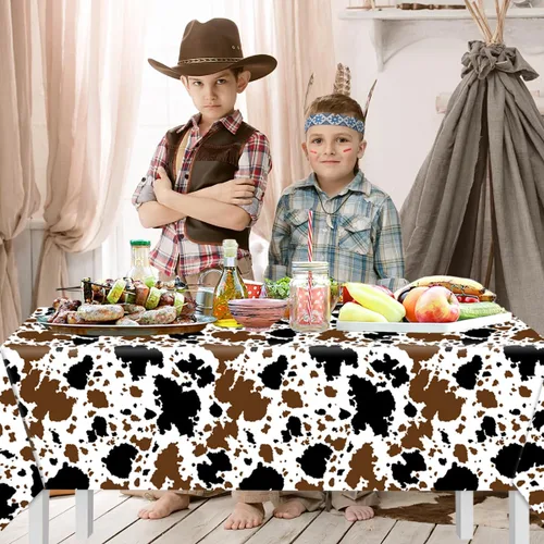 Miniatura 2 de CMUSKO Decoraciones de vaca de las montañas, 3 manteles con estampado de vaca, animales de granja, color negro y marrón, funda rectangular