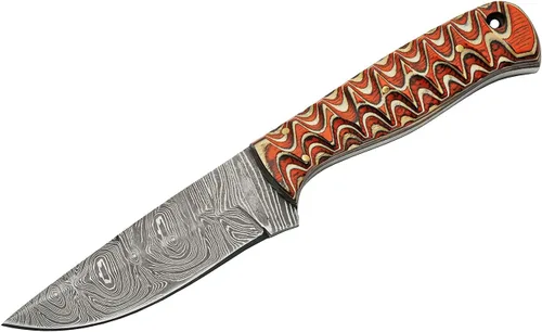 Miniatura 2 de Szco Supplies Cuchillo de caza exótico de madera torcida naranja de 8 pulgadas con funda