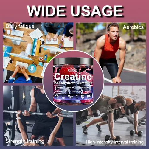 Miniatura 7 de Gomitas de Complejo de Monohidrato de Creatina 8000mg para Hombres y Mujeres, Contiene L-carnitina y Taurina, Desarrolla Músculo, Aumenta