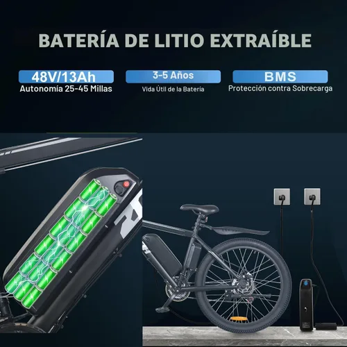 Miniatura 7 de ZNH Bicicleta eléctrica para adultos, bicicleta de montaña eléctrica de 26 pulgadas, motor sin escobillas de 1000 W, 23+MPH y batería extraíble
