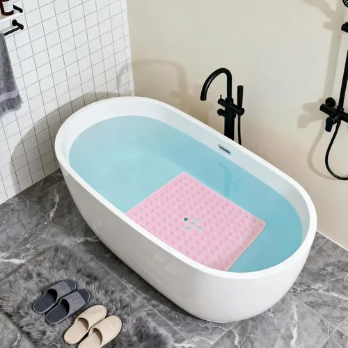 Miniatura 4 de Almohadilla de ducha antideslizante para bañera, 21 x 21 pulgadas, suave, de gran tamaño, lavable a máquina, con orificios de drenaje, ventosa