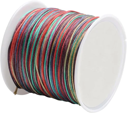 Miniatura 30 de Cordón de nailon para cuentas de 164.0 ft x 0.031 in, hilo de raso satinado de nailon trenzado para manualidades de macramé Mezcla de amarillo 1