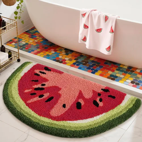 Miniatura 22 de LUMI Lindas alfombras de baño, divertidas alfombras de pasillo de frutas, alfombra de baño suave y esponjosa, absorbente, antideslizante para baño