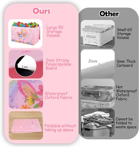 Miniatura 7 de Mabahoo Caja de juguetes grande, organizador de almacenamiento plegable y resistente para niños y niñas, caja de almacenamiento de 25 x 13 x 16