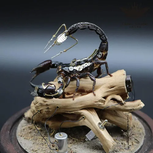 Miniatura 2 de Steampunk Mecánico Asia Escorpión Negro Escorpión Escorpión Escorpión Taxidermia para Educación Ciencia y Escritorio Artesanía
