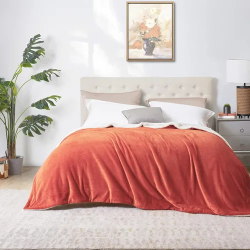 Miniatura 8 de Walensee Manta de Forro Polar Sherpa (Tamaño Individual 60"x80" Coral) Manta Afelpada Peluda Súper Suave Reversible de Microfibra y Franela