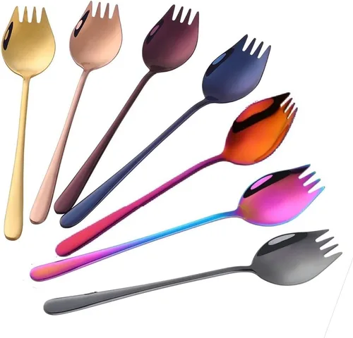 Miniatura 10 de Buyer Star Sporks - Juego de 6 tenedores de acero inoxidable 18/8 para uso diario en el hogar, 7.6 pulgadas, 1.6 onzas, cuchara para helado