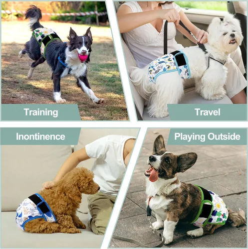 Miniatura 145 de Pañales lavables para perros, para hembras caninas, reutilizables, para periodo de celo, altamente absorbentes, para incontinencia, con broches