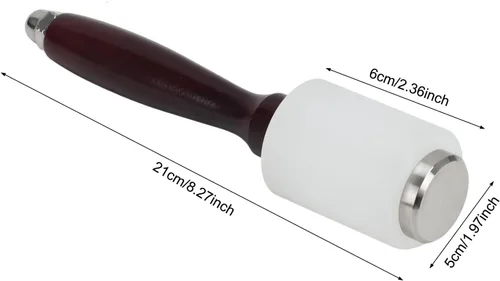 Miniatura 2 de Martillo de tallado de cuero, mazo con mango de madera, martillo de nailon para tallado en cuero, mazo de artesanía en cuero, mango de madera