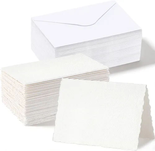 Miniatura 8 de Sabary Juego de 100 tarjetas de acuarela en blanco con sobres, 140 libras/10.58 oz/m², tarjetas de papel de acuarela de algodón pesado, tarjeta