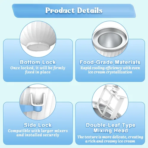 Miniatura 3 de Accesorio para máquina de helados de 2 cuartos para batidoras KitchenAid, se adapta a 4.5 cuartos de galón, 5 cuartos de galón/6 cuartos de galón