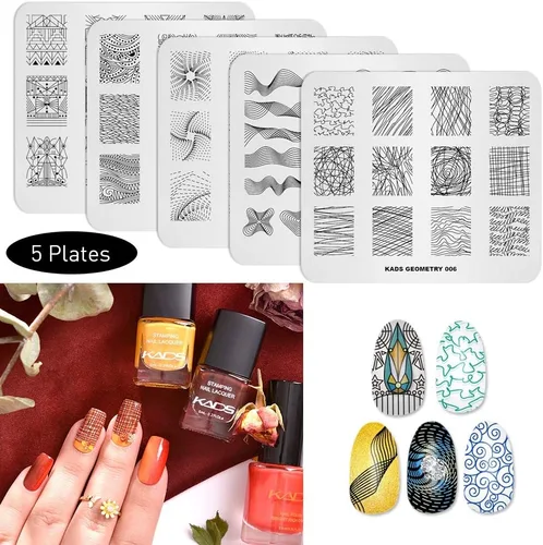Miniatura 14 de KADS Juego de 21 platos para sellos de uñas, 20 platos, copos de nieve de Navidad, lindos animales + 1 bolsa de almacenamiento de sinfonía láser