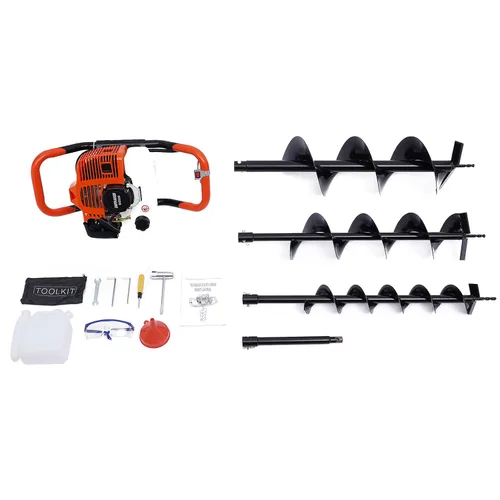Miniatura 7 de Taladro de tierra de 52 cc a gas, taladro de 2 tiempos de 2.3 HP con brocas de 4 pulgadas/6 pulgadas/8 pulgadas y barra de extensión de 12 pulgadas