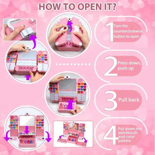Miniatura 4 de Kit de Maquillaje para Niñas, Juguetes para Niñas - Maquillaje Lavable con Espejo, Sets de Maquillaje para Niñas de 5-8 años, Maquillaje para Niñas