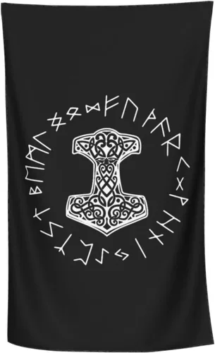 Miniatura 2 de Vikings Mjolnir and Rune Wheel - Toalla de playa absorbente con símbolo de mitología nórdica, toallas de playa de gran tamaño, súper 32 x 52 pulgadas