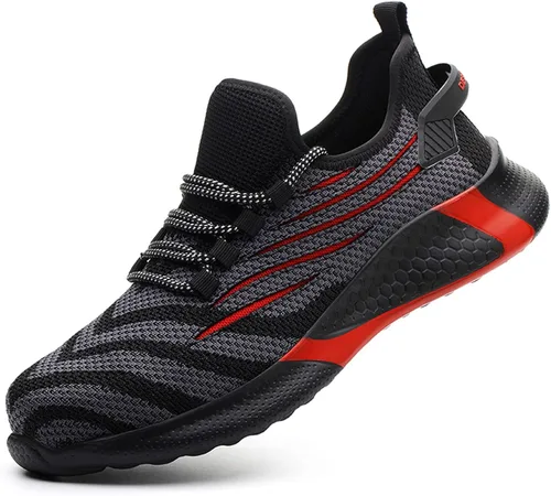 Miniatura 2 de Zapatos de trabajo de seguridad ligeros con cordones antideslizantes para mujer, con puntera de acero, zapatos de tenis industriales