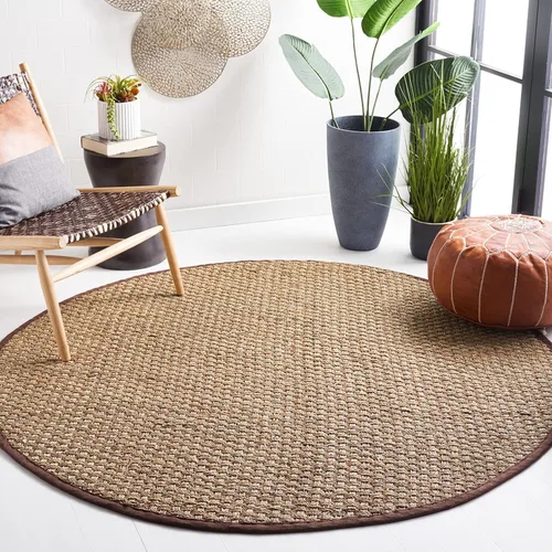 Miniatura 127 de Safavieh Natural Fiber NF114P - Alfombra redonda de hierba marina, tejido de canasta, con borde, de 244 cm, color gris Natural/ gris