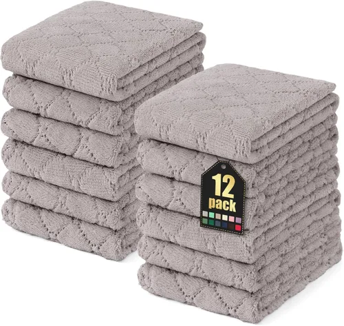Miniatura 57 de Homaxy - Paquete de 12 trapos de cocina (10 x 10 pulgadas, morado), de terciopelo coral, supersuaves y absorbentes, de secado rápido, paño