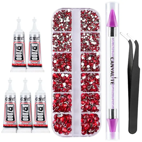 Miniatura 27 de Canvalite 5000 diamantes de imitación de resina para manualidades con pegamento de joyería B7000 de 0.3 fl oz, 1 caja de cristales de diamante