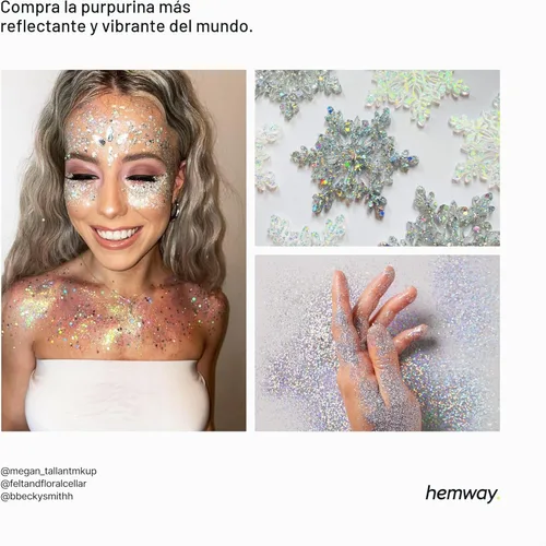Miniatura 6 de Purpurina biodegradable, holográfica plateada, 3.5 onzas, respetuosa con el medio ambiente, extra gruesa, bioecológica, vegana para festivales