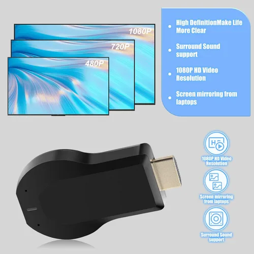 Miniatura 6 de Adaptador de pantalla inalámbrico HDMI 4K - WiFi 1080P Receptor de duplicación de pantalla móvil Dongle a TV/proyector Receptor Soporte Windows Mac