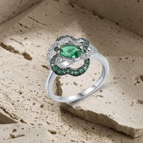 Miniatura 3 de Santuzza Anillo de plata de ley con piedras preciosas para mujer