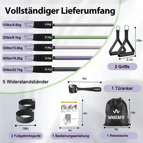 Miniatura 2 de WHATAFIT Bandas de resistencia, bandas de ejercicio, bandas de resistencia para entrenamiento, bandas de entrenamiento con asas para hombres