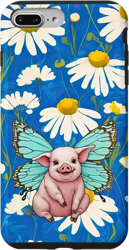 Miniatura 12 de Adorable pig piglet with butterfly wIngs daisy flower sweet Case for iPhone 12 mini