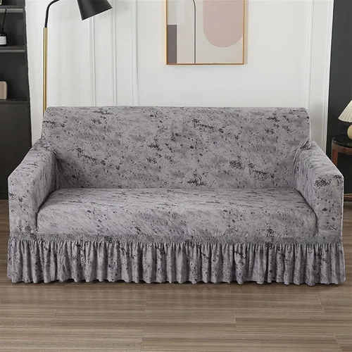 Miniatura 14 de MIPOPS Funda de sofá estampada elástica para sillón, fundas con patrón con falda lavable, protector de muebles de elastano para sala de estar