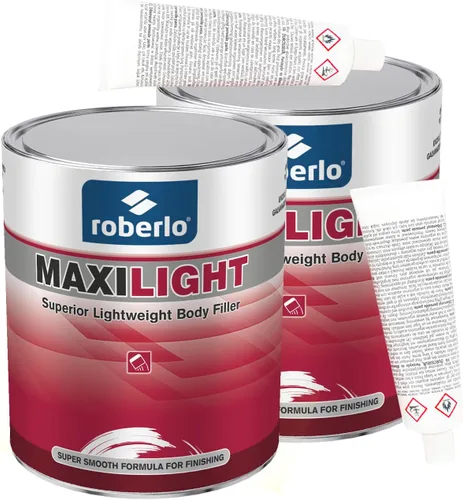 Roberlo Maxilight - Relleno de cuerpo ligero superior, reparación de abolladuras y arañazos, perfecto en aluminio, acero, zinc, galvanizado y fibra