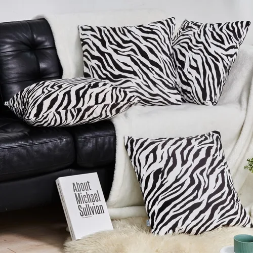 Miniatura 6 de MERRYLIFE Paquete de 4 fundas de almohada suaves de 18 x 18 pulgadas, fundas de almohada cuadradas decorativas de terciopelo con estampado de cebra