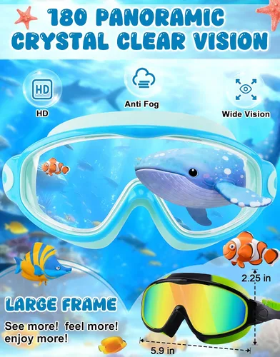 Miniatura 3 de WIN.MAX Paquete de 2 gafas de natación antiniebla, anti rayos UV, visión transparente para hombres, mujeres, niños y niñas, gafas de natación