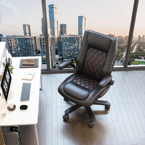 Miniatura 8 de GYI Silla de Oficina Ejecutiva de Respaldo Alto, Silla de Escritorio de Oficina Grande y Alta 400LBS con Soporte Lumbar, Reposabrazos Abatibles