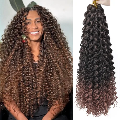 Miniatura 48 de 8 Paquetes de Cabello Rizado con Ganchillo GoGo, Cabello Rizado con Ganchillo para Mujeres Negras, Trenzado de Onda Profunda, Cabello Sintético