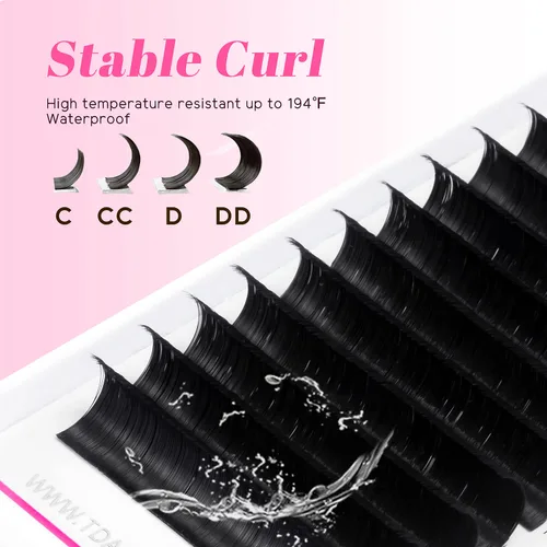 Miniatura 4 de TDANCE - Extensiones de pestañas con volumen y forma de abanico, rizado C CC D DD J B L, 0.03-0.12 mm de grosor, pestañas con volumen