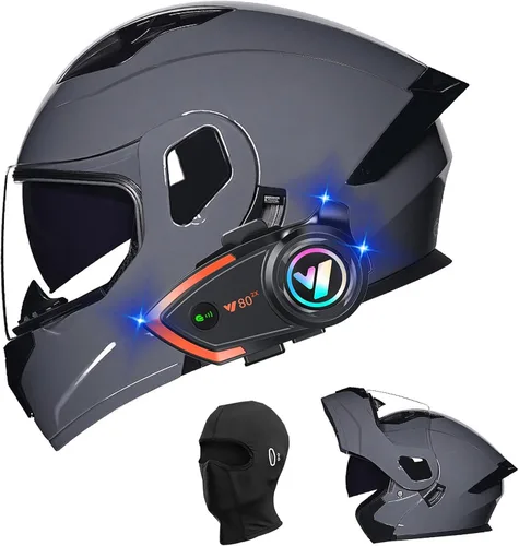 Miniatura 19 de Cascos de motocicleta para hombre, aprobado por DOT, casco de motocicleta de cara completa para adultos, casco de motocicleta con doble visera, D