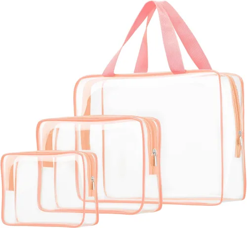 Miniatura 13 de 3 bolsas de cosméticos transparentes, aprobadas por la TSA, juego de bolsas de aseo transparentes para viajes, playa, bolsa de organización