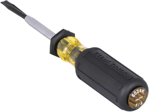 Miniatura 6 de Klein Tools 6024K Desarmador con ranura para sujeción de tornillos de 1/4 pulgada con hoja dividida y cabeza plana, acción de agarre positivo, mango
