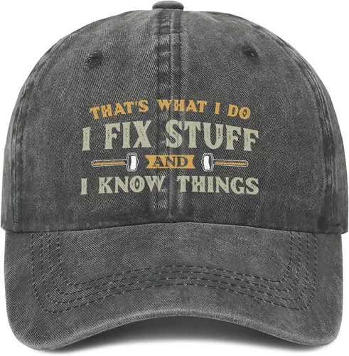 Miniatura 10 de I Fix Things Hat, I Fix Stuff and Know Things Sombrero para hombres, Thats What I Do I Fix Stuff Hat, Hat I Fix Stuff 8 (negro)