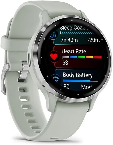 Miniatura 3 de Garmin Venu 3S Health Fitness - Reloj inteligente GPS con bisel de acero con caja gris salvia de 1.614 in, paquete 010-02785-01 con paquete
