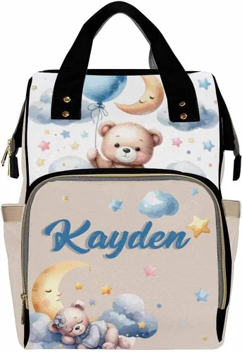 Miniatura 22 de Mochilas personalizadas con nombre personalizado para bebé, bolsa de pañales con monograma con bolsillos térmicos para adultos y niños, impermeable